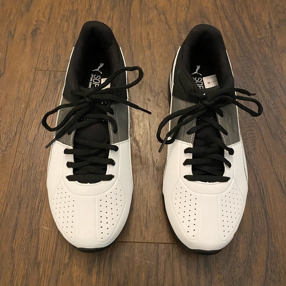 Puma Other - Puma Soft Sole Leather White Black Sneakers 8.5